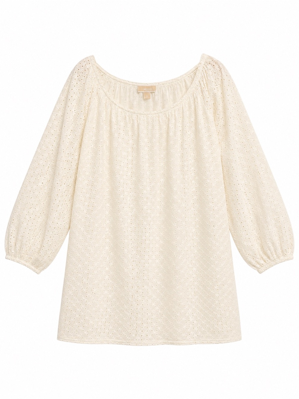 Michael Kors Off White Eyelet Shift Dress Balloon Sleeve Boho Romantic Feminine - Picture 2 of 11